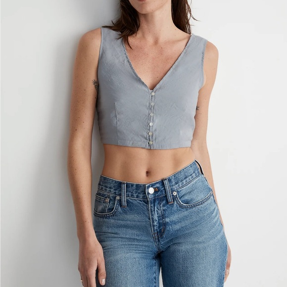 Madewell Soft-drape Gwen Crop Vest Top Grey Size 12 - Picture 2 of 8